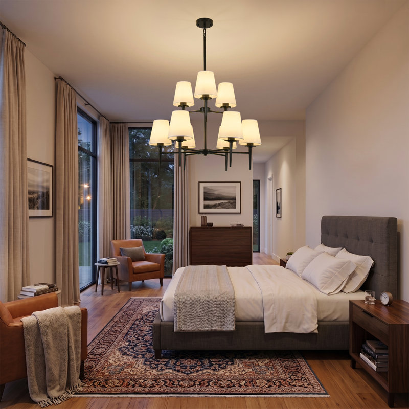 9 - Light Steel Chandelier, Noir