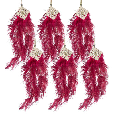 Ornements suspendus en plumes 9 "H - ensemble de 6