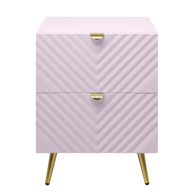 Table de chevet 2 tiroirs rose ultrabrillant