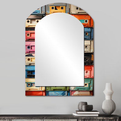 Popart Cassette Tapes X - Cassette Tapes irrégulière, miroir mural unique, miroir asymétrique moderne, impression sur métal