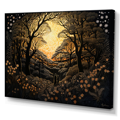 «Countryside Romance Magical Full Moon Trees», reproduction sur toile
