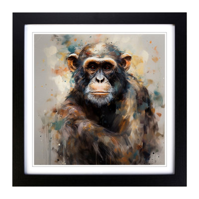 Monkey Gestural Art - Framed Print