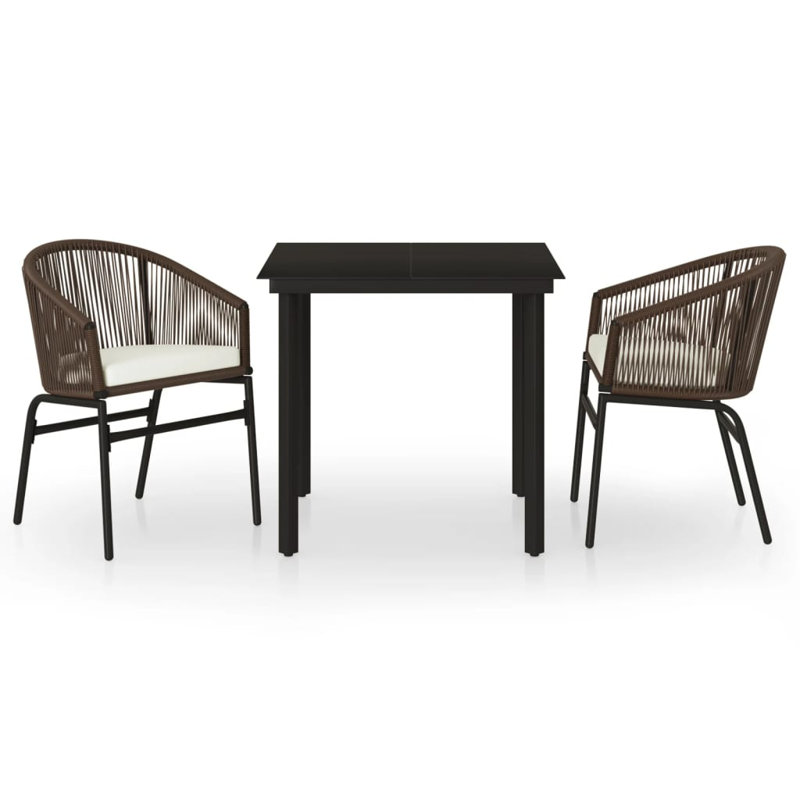 Janaina Rectangular 2 - Person Dining Set, 25.2" x 55.12" x 29.13", Brown