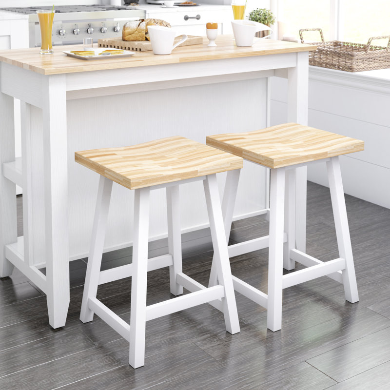 Spence Solid Wood Counter Stool, Pearl White