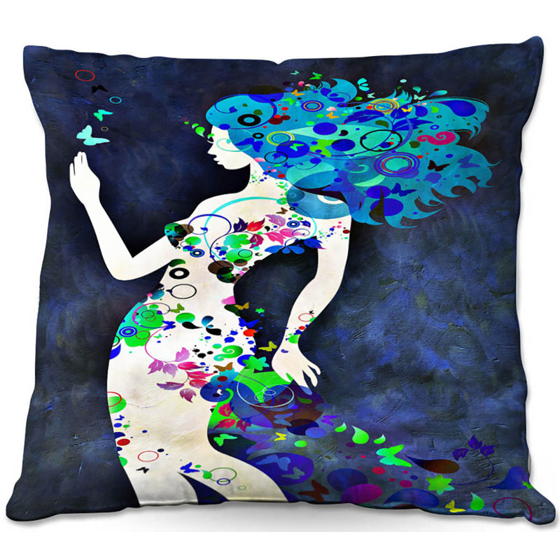 Table de chevet 4 coussin décoratif carré canapé wondrous, 16 po x 1 po, Bleu / Rose / Vert