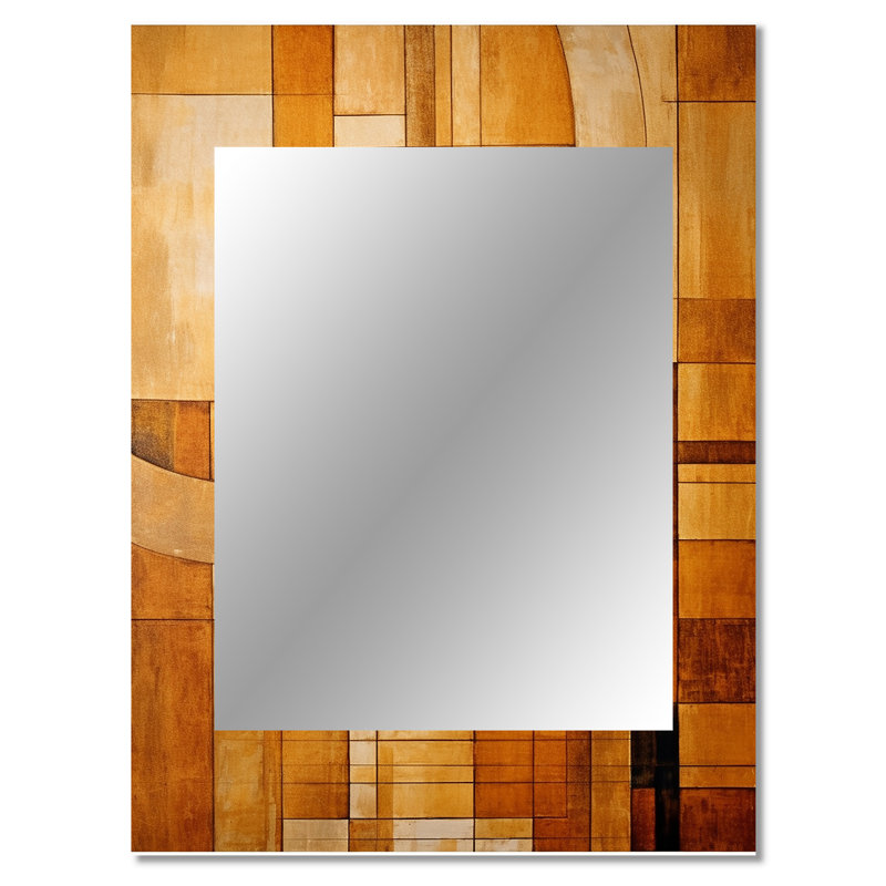 Bronze brillant Symetry II - formes abstraites, décor de miroir mural, grand miroir moderne, impression d'art en métal