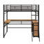 Lit mezzanine en métal avec 3 couches de tablettes et bureau en L-945460171-945460170