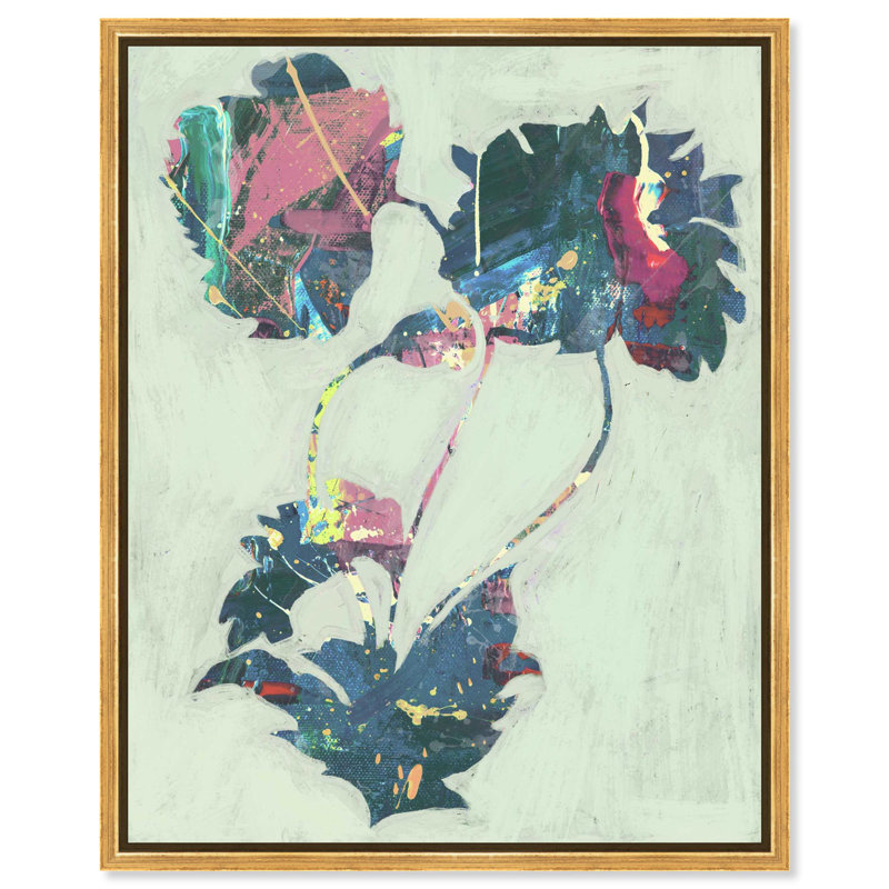 Impression abstraite sur toile à motif floral abstrait par Notoriart, H 36 po x l 45 po, Structure noire