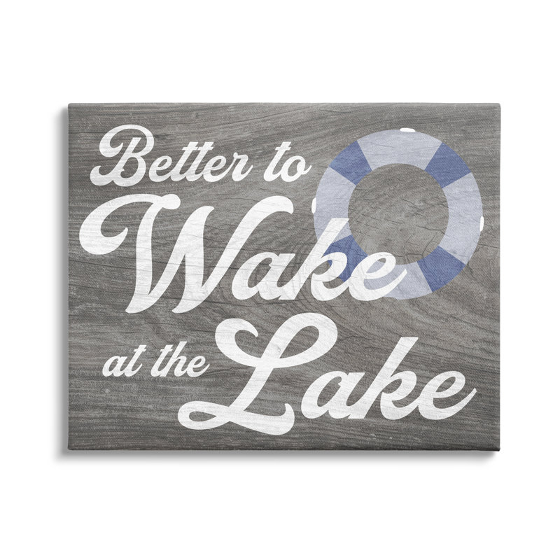 «Wake At Lake Rustic Cabin» signe de la vie, anneau surdimensionné encadré blanc, art texturé par Lil '' Rue, Toile tendue