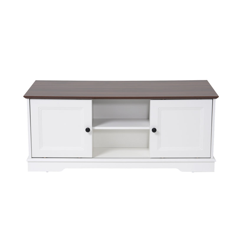 Coffee Table With 4 Sliding Doors, Symmetrical Design, Multifunctional Storage Cabinet
