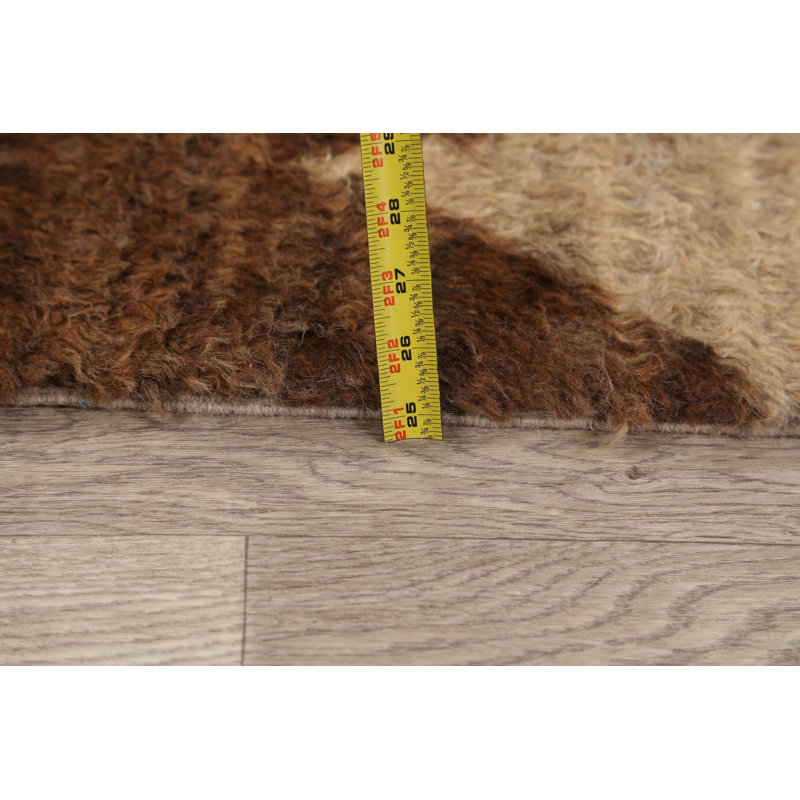 Tapis de couloir marocain unique en laine noué à la main nouvel âge 2 pi 6 po x 7 pi 7 po