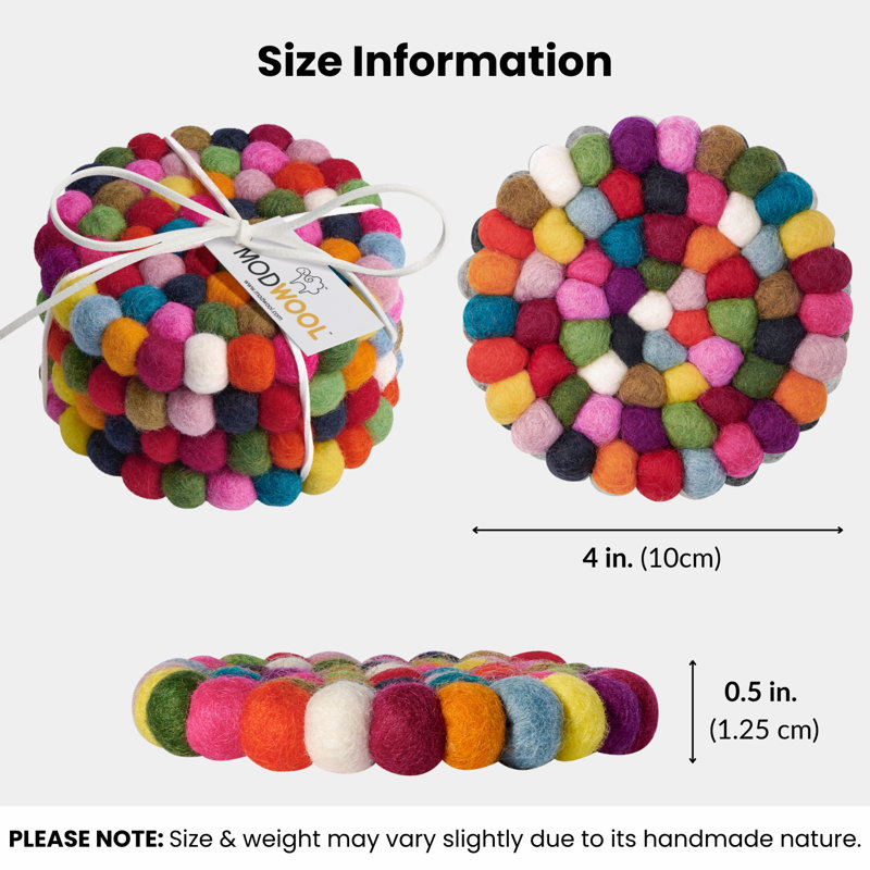 Ensemble de sous-verres ronds 4 po MODWOOL (multicolore), Multi-couleur