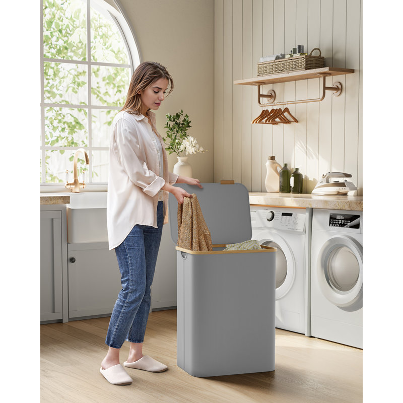 Laundry Hamper with Handles, Dove Grey