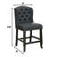 Essyra Fauteuil à oreilles H à hauteur de comptoir noir antique avec assise en tissu gris et structure en bois (ensemble de 2)