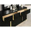 Table de chevet moderne à 2 tiroirs, couleur noire et dorée, bois d'ingénierie, pieds en métal, pièce de mobilier de chambre à coucher