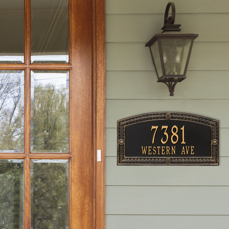 Hamilton Personalized Standard 2-Line Wall Address Plaque, Black/Gold, Yes