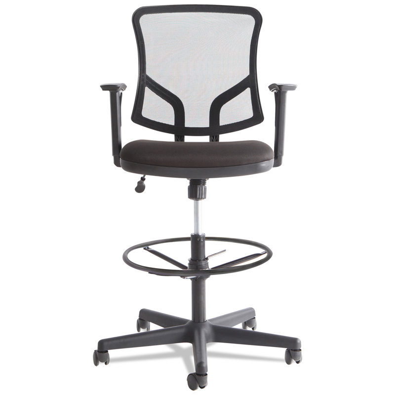 Black Mesh Adjustable Task Stool with Footrest