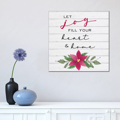 Cozy Christmas II Poinsettia 1 Piece Wrapped Canvas Wall Art