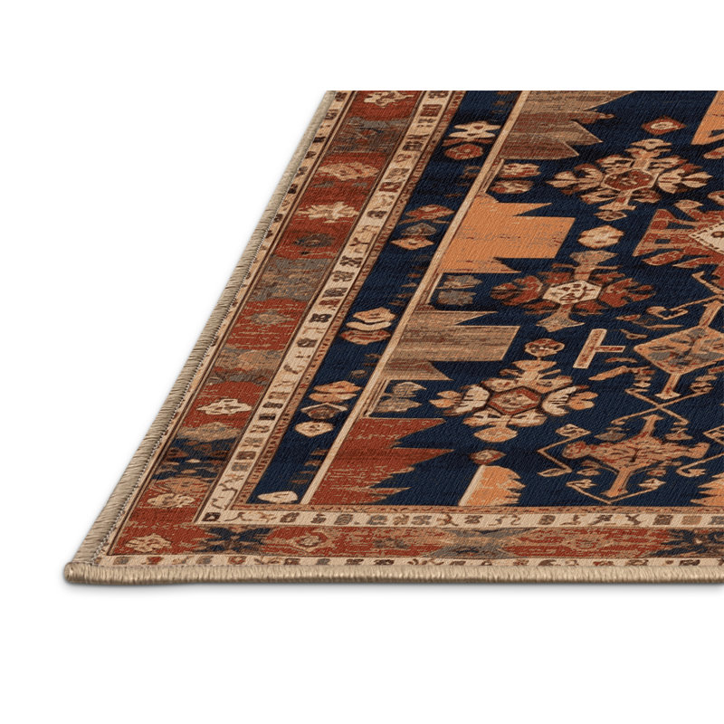 Tapis brun turc lavable à la machine, Rond 6 pi