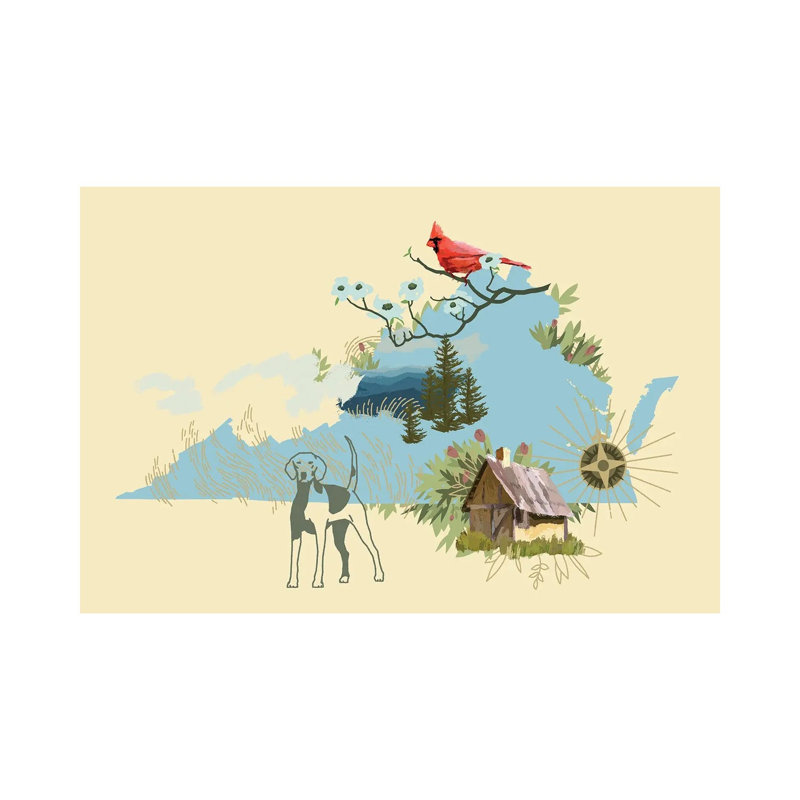 Illustrated State-Virginia by Jacob Green - Wrapped Canvas Print, 20.32cm H x 30.48cm W x 1.91cm D