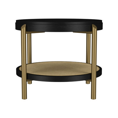 Table d'appoint ronde avec tablette de rangement