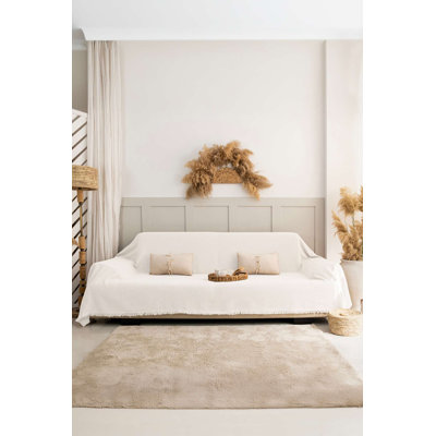 Eco-Friendly Sofa Cover, 100% Recycled Cotton, Cream Color, 70.9 x 118.1 inches | 280 GSM for Durability & Comfort | Perfect for Home Décor & Protection, Soft Texture & Stylish Design