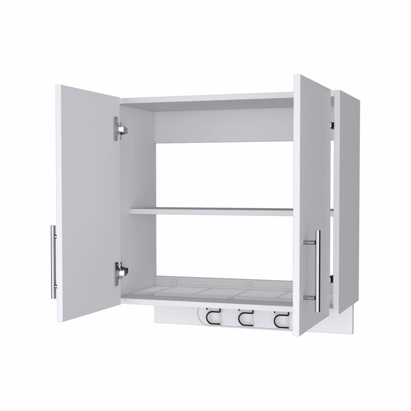 2-Door 2-Shelf Wall Storage Cabinet With Hangers