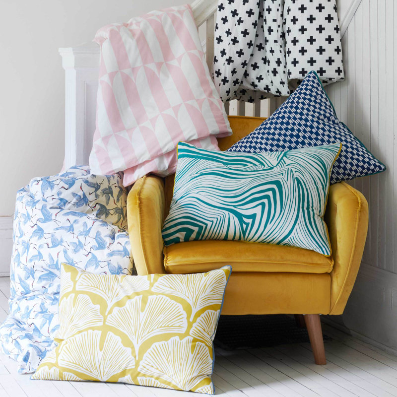 Full Pink Cotton Geometric Comforter Set with Shams