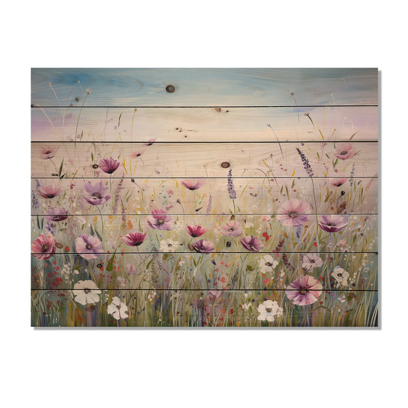 Graeme - Décoration murale en bois floral sur bois de pin naturel, H 24 po x l 32 po