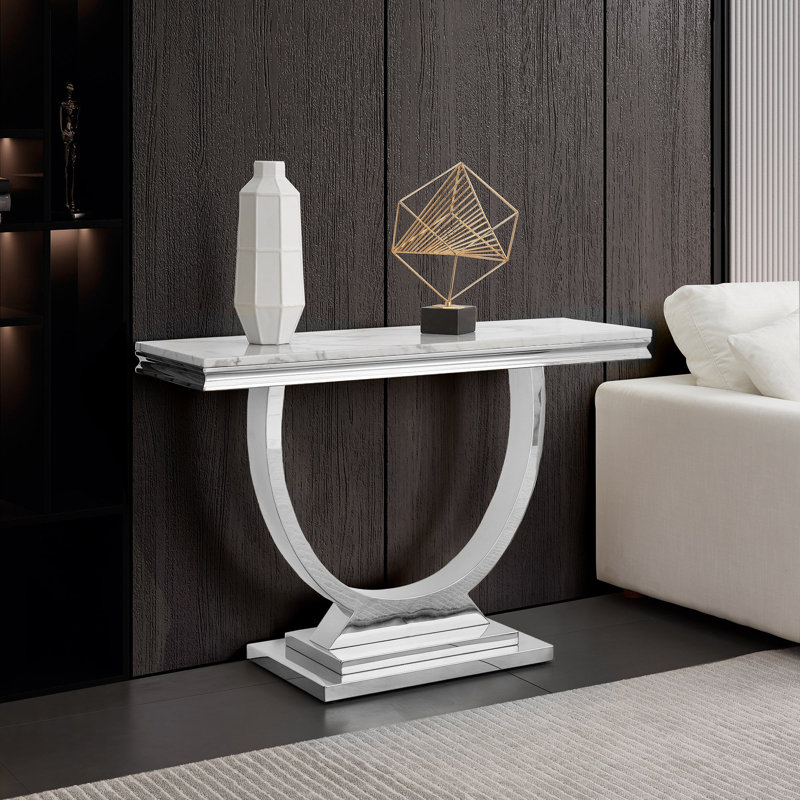 Console Burdell St021, Argent argent, Blanc / Blanc