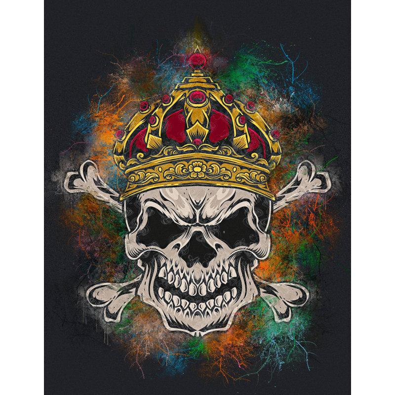 King Skull And Cross Bones - No Frame Print, Gallery Metal, 39.4cm H x 29.5cm W