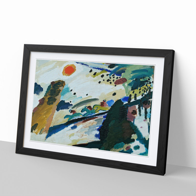 Romantic Landscape by Wassily Kandinsky - Picture Frame Painting, Black Framed, 27cm H x 36cm W x 2cm D