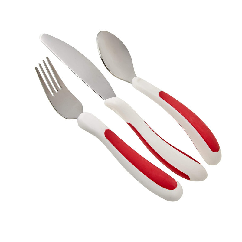 Easy Grip Cutlery, White/Red
