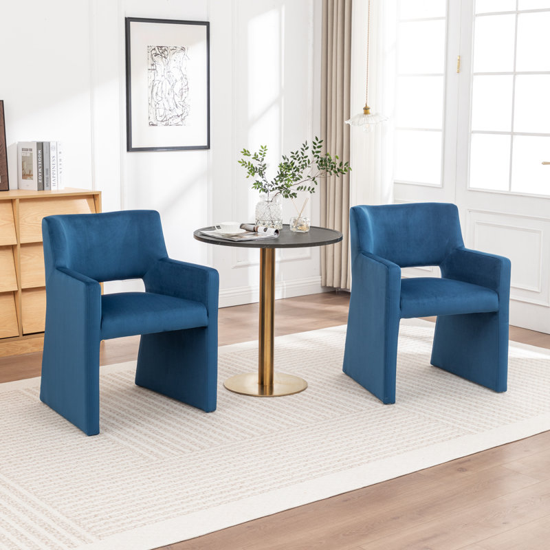Chaise rembourrée en velours Hambrook, Marine