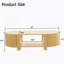 Table basse ovale cannelée avec rangement pour le salon, bois d'hévéa massif, 1 tablette et 2 portes de rangement ouvertes, naturel, 47 po-68783097