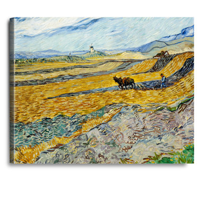 «Enclosed Field with Plowman» par Vincent Van Gogh. Reproduction d'art classique sur toile, estampe numérique sur toile, art mural pour la décoration intérieure
