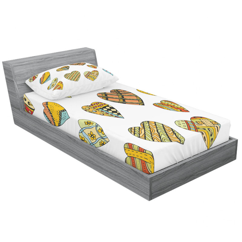 Microfiber Geometric Sheet Set, Twin Sheet Set with Fitted Sheet