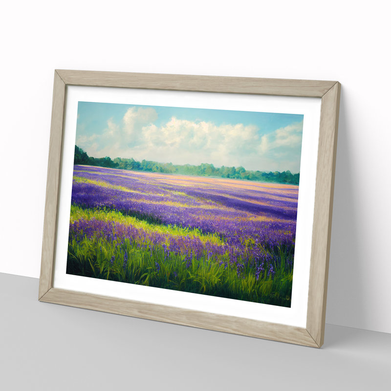 Gentle Bluebell Field - Single Picture Frame Print, 46cm H x 64cm W x 2cm D, Oak Framed