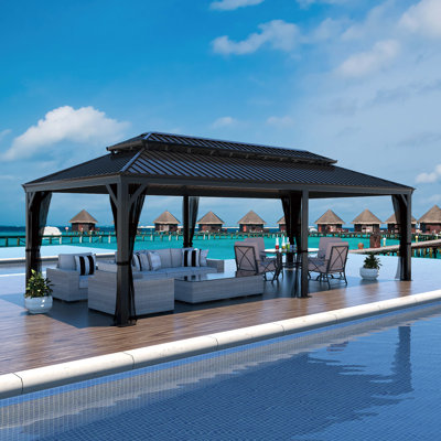 Hardtop Double-Roofed Aluminum Patio Gazebo Multiple Sizes