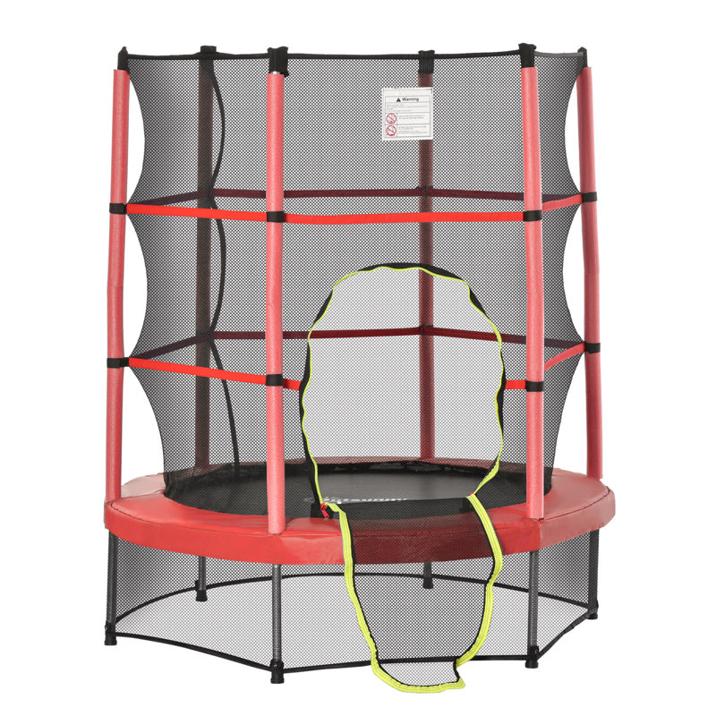 Φ5FT Kids Trampoline With Enclosure Net, Springless Design, Safety Pad And Steel Frame For Indoor Outdoor, Toddler Round Bouncer For Age 3 To 6 Years RED