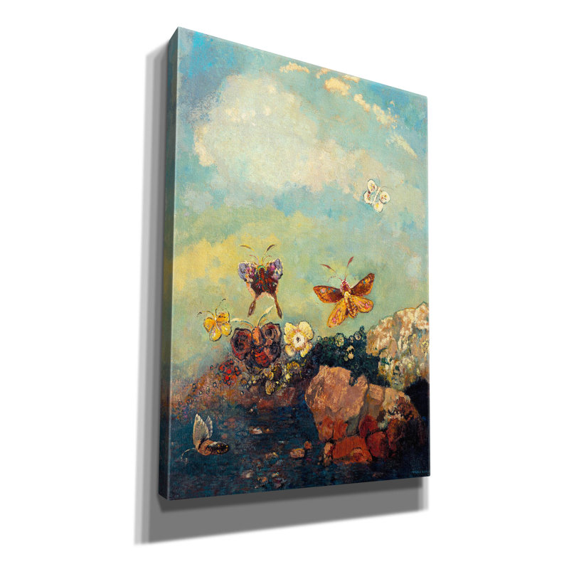 «Butterflies Copie» par Odilon Redon, art mural sur toile, H 26 po x l 18 po x P 0,75 po