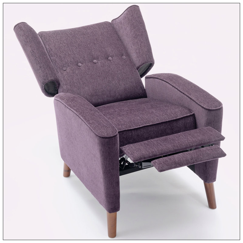 Fauteuil à oreilles capitonné en chenille de 41 po de largeur Astaria, Chenille mauve