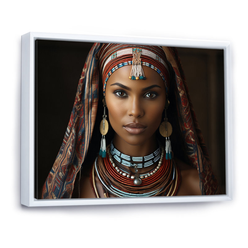 " World Cultures Samburu Beauty II ", 12" H x 20" W x 1" D, White Floater Framed
