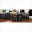 Îlot de cuisine avec table de salle à manger extensible, 47,2 po avec rangement et amp; Prises de courant | Placage de bois d'hévéa | Noir | Ferme-2107792997