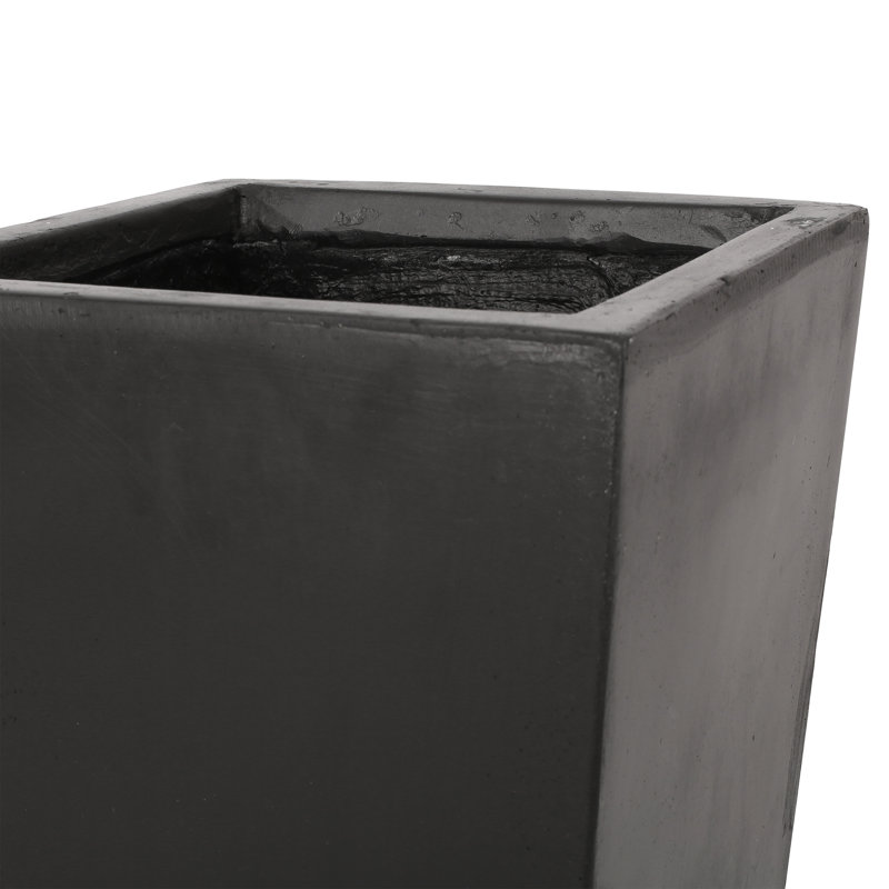 13.13" W X 32.9" H Outdoor Cast Stone Planter, Black - Distinctive Garden Addition Planter 13" 32.5", Patio Decor, Black