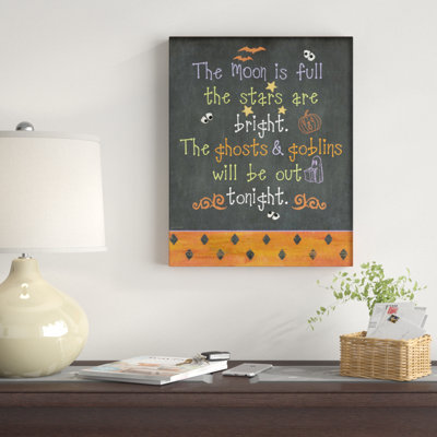 " Halloween Typog Chalkboard Moon Is Full Ghost Goblins Tonight "
