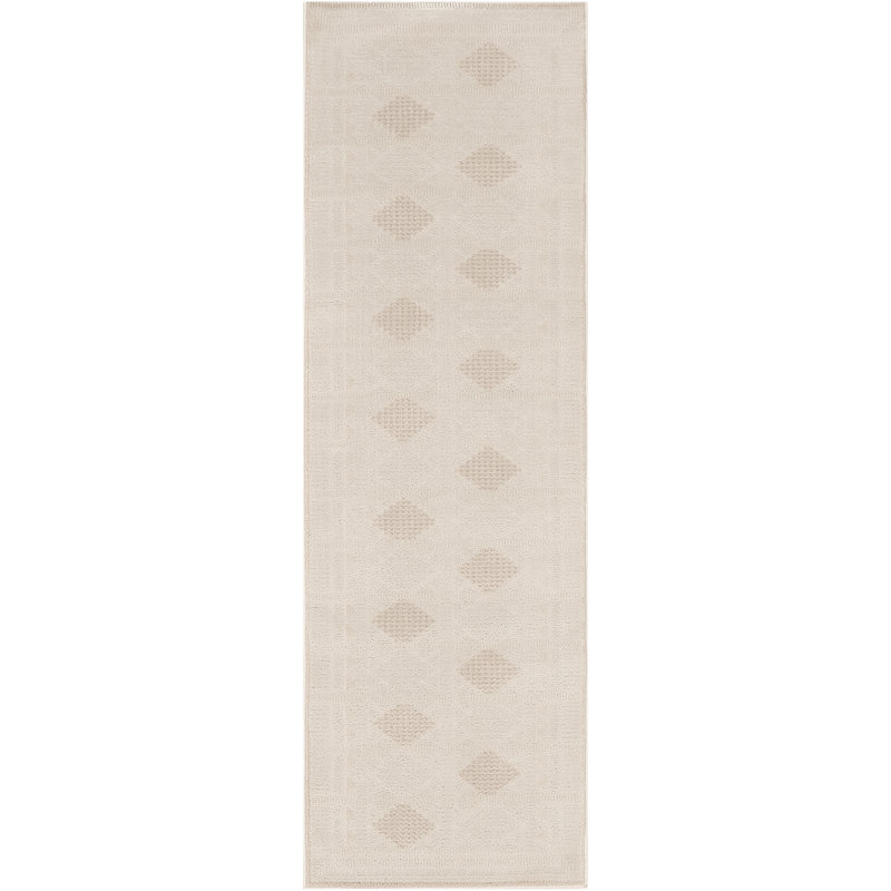 Ebern Designs Reimann Ivory Beige Modern Indoor Rug, Runner 2' x 6'