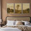 «Vintage Country House Meadow Landscape», reproduction d'art sur toile encadrée, 3 pièces-1763693094-1763693090