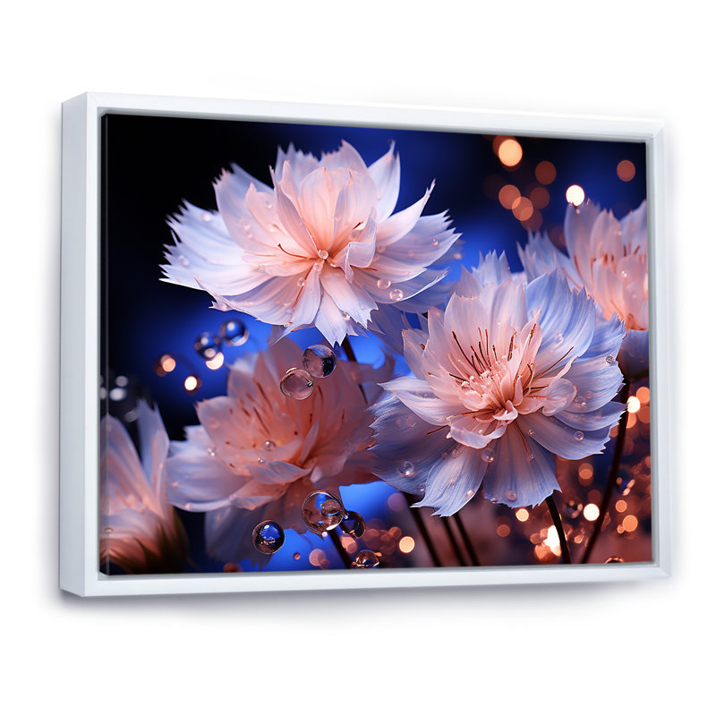 Impression sur toile Dreamy Mauve cornflowers III, Cadre flottant blanc, H 12 po x l 20 po