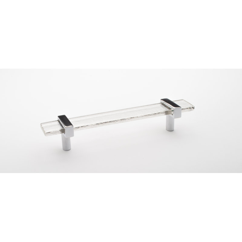 Adjustable 7" Polished Chrome and Clear Glass Bar Pull